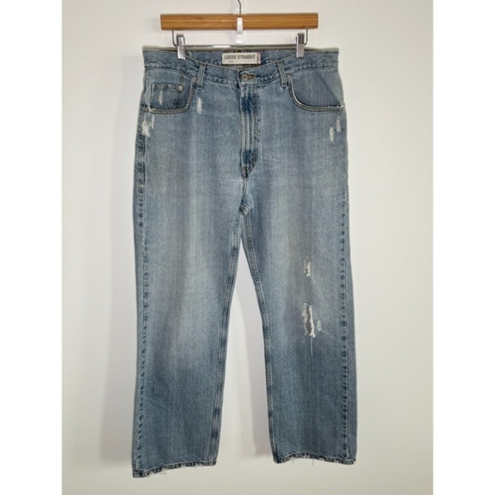 Levis 569 Jeans Mens 36x34 Blue Loose Straight Mid Rise Light Wash Denim